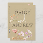 ワイルドフラワーズタンファームハウス結婚式招待状2 招待状 (正面/裏面)