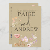 ワイルドフラワーズタンファームハウス結婚式招待状 招待状 (正面/裏面)