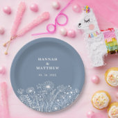 ワイルドフラワーズダスティブルーボ結婚ホの ペーパープレート (パーティー)