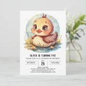 ワイルドフラワーズダックモダン誕生日 招待状 (スタンド正面)