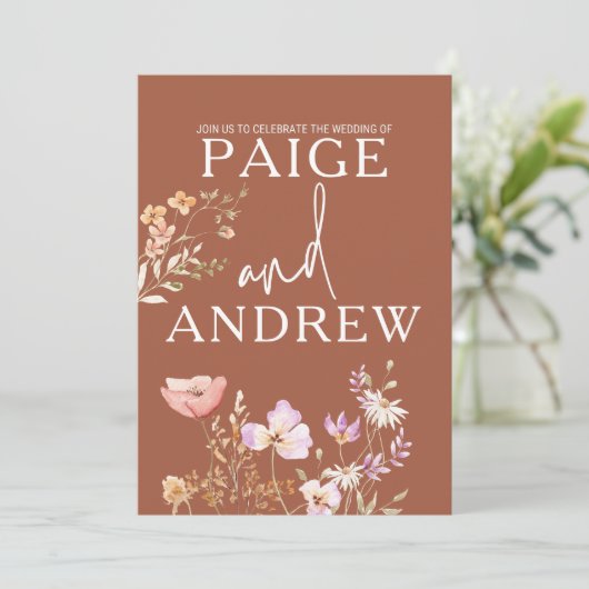 ワイルドフラワーズテラコッタファームハウス結婚式招待状 招待状 (スタンド正面)