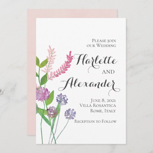 ワイルドフラワーズテーマ 招待状 (正面/裏面)