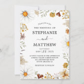ワイルドフラワーズデイジーボタニカルウォーター結婚カラー 招待状 (正面)