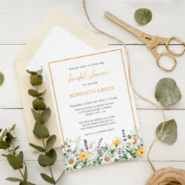 ワイルドフラワーズデイジーラベンダーフォトブライダルシャワー 招待状