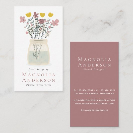ワイルドフラワーズデュスキーピンクフローリスト 名刺 (正面/裏面)