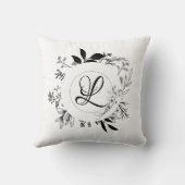 ワイルドフラワーズドゥードルズモノグラムデザイン クッション (裏面)