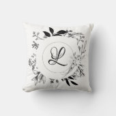 ワイルドフラワーズドゥードルズモノグラムデザイン クッション (正面)