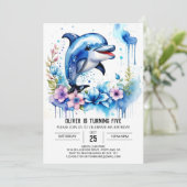 ワイルドフラワーズドルフィン魔法誕生日 招待状 (スタンド正面)