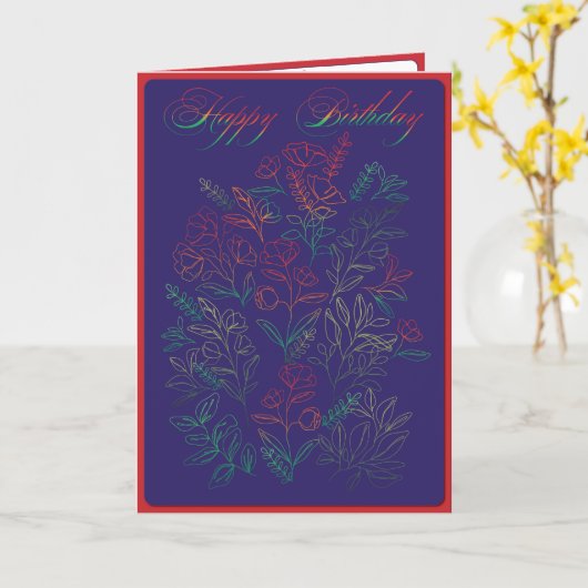 ワイルドフラワーズハッピーバースデー カード (黄色い花)