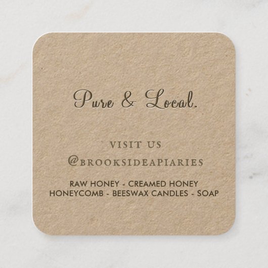 ワイルドフラワーズハニカム&ビーアピアルクラフト スクエア名刺 (裏面)