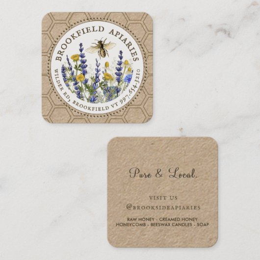 ワイルドフラワーズハニカム&ビーアピアルクラフト スクエア名刺 (正面/裏面)
