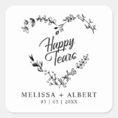 ワイルドフラワーズハートハッピー結婚ティアーズ引用文 スクエアシール (正面)
