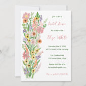 ワイルドフラワーズハ絵を描ンドサットカスタムブライダルシャワー 招待状 (正面)
