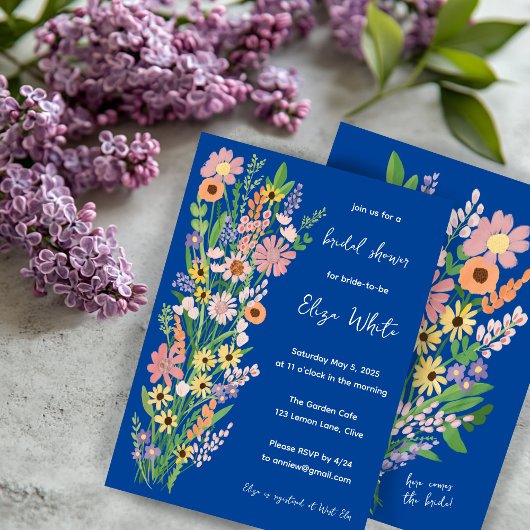 ワイルドフラワーズハ絵を描ンドサットカスタムブライダルシャワー 招待状