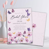 ワイルドフラワーズバタフライピンクガーデンブライダルシャワー 招待状