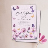 ワイルドフラワーズバタフライピンクガーデンブライダルシャワー 招待状