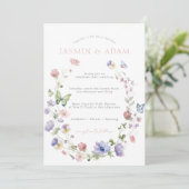 ワイルドフラワーズバタフライピンク結婚式招待状 招待状 (スタンド正面)