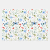 ワイルドフラワーズバタフライベビーシャワー誕生日 ラッピングペーパーシート (正面)