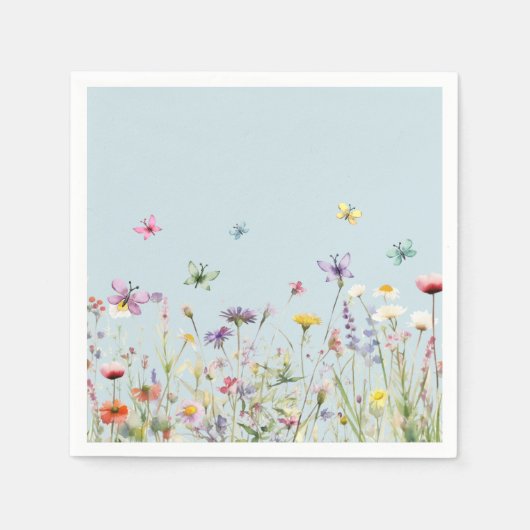 ワイルドフラワーズバタフライペーパーナプキン スタンダードカクテルナプキン (正面)