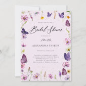 ワイルドフラワーズバタフライボウガーデンブライダルシャワー 招待状 (正面)