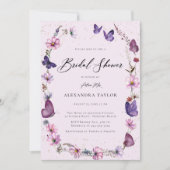 ワイルドフラワーズバタフライボホーフレームブライダルシャワー 招待状 (正面)