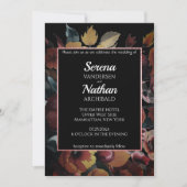 ワイルドフラワーズバラクラシック金ゴールド結婚式招待状 招待状 (正面)