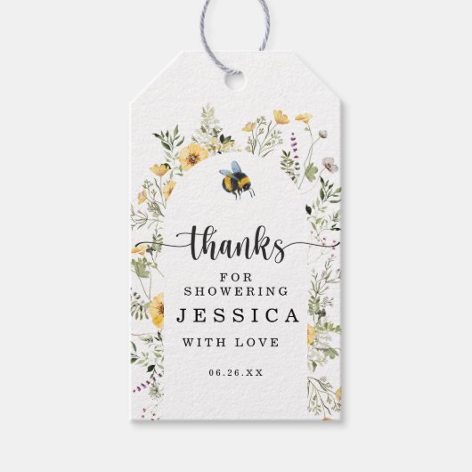 ワイルドフラワーズビー素朴ブライダルシャワーの恩恵 ギフトタグ (正面)