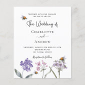 ワイルドフラワーズピンクの予算の結婚式の招待状 (正面)
