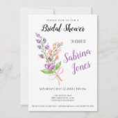 ワイルドフラワーズピンクリボンブーケブライダルシャワー 招待状 (正面)