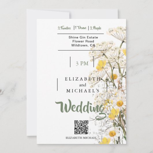 ワイルドフラワーズフェスティバルテーマフローラ結婚セージ 招待状 (裏面)