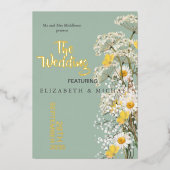 ワイルドフラワーズフェスティバルテーマフローラ結婚セージ 箔招待状 (正面)