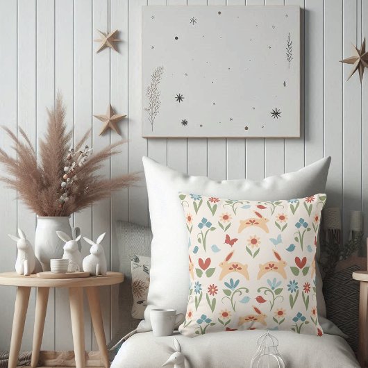 ワイルドフラワーズフォークアート クッション