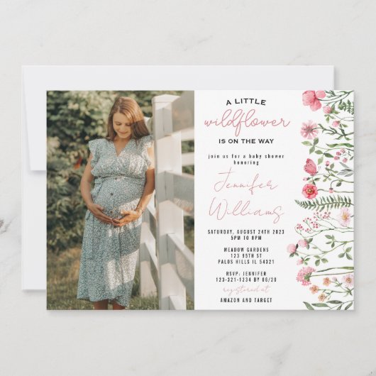 ワイルドフラワーズフローラの赤ちゃんシャワー写真の招待状 招待状 (正面)