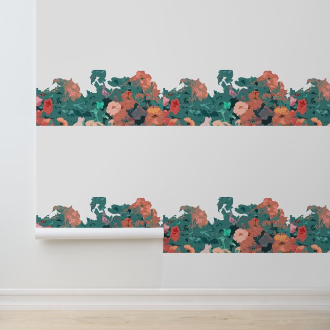 ワイルドフラワーズフローラオレンジ緑離れの緑色 壁紙 (アプリケーション)