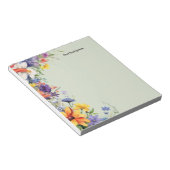 ワイルドフラワーズフローラガーデンパーソナライズされた ノートパッド (アングル)