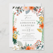 ワイルドフラワーズフローラフレームブライダルシャワー 招待状 (正面)