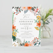 ワイルドフラワーズフローラフレームブライダルシャワー 招待状 (スタンド正面)