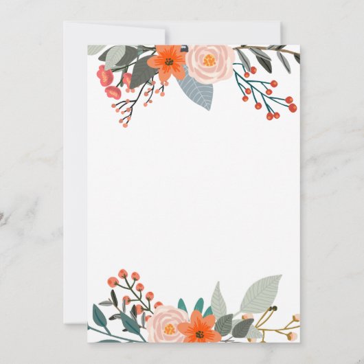 ワイルドフラワーズフローラフレームブライダルシャワー 招待状 (裏面)