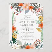 ワイルドフラワーズフローラフレームブライダルシャワー 招待状 (正面/裏面)