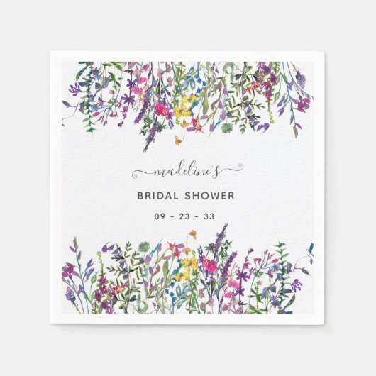 ワイルドフラワーズフローラブライダルシャワー スタンダードカクテルナプキン (正面)