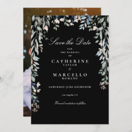 ワイルドフラワーズフローラ写真白黒結婚ズ セーブザデート