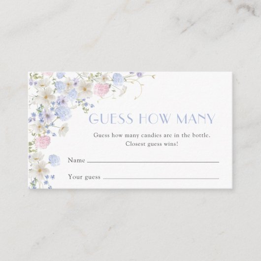 ワイルドフラワーズブライダルシャワーいくつゲームを推測 エンクロージャーカード (正面)