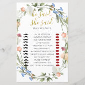 ワイルドフラワーズブライダルシャワーが言った、彼女はゲームを言った (正面)