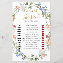ワイルドフラワーズブライダルシャワーが言った、彼女はゲームを言った