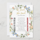 ワイルドフラワーズブライダルシャワーが言った、彼女はゲームを言った 招待状 (正面)