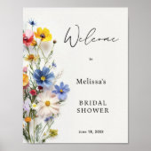 ワイルドフラワーズブライダルシャワーウェルカムサイン ポスター (正面)