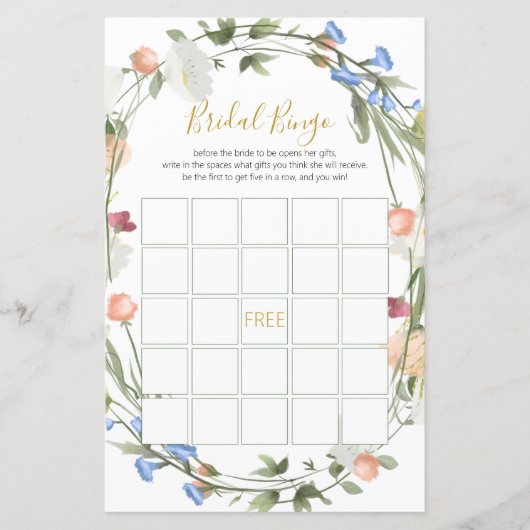 ワイルドフラワーズブライダルシャワービンゴゲーム (正面)