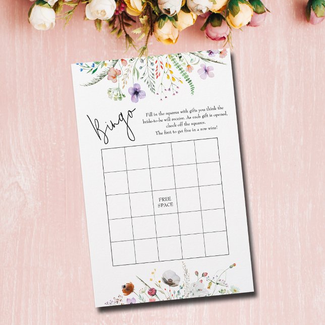 ワイルドフラワーズブライダルシャワービンゴゲーム (Wildflowers Bridal Shower Bingo Game Cards (on 80 lb.  paper))