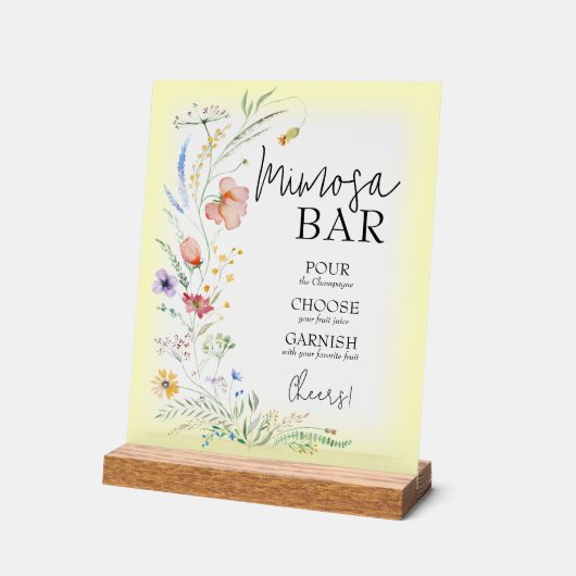 ワイルドフラワーズブライダルシャワーミモザバー アクリルサイン (傾斜)