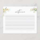 ワイルドフラワーズブライダルシャワーレシピカード (裏面)